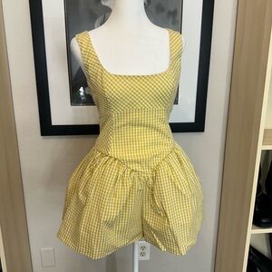 Fashion Nova Yellow Gingham Romper